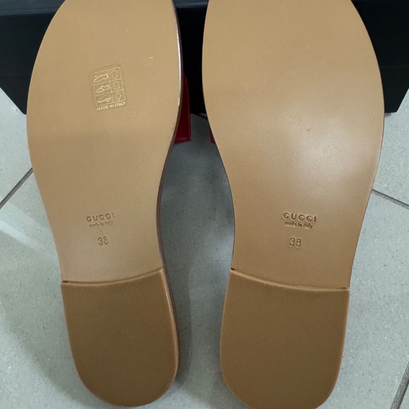 Gucci Varadero Horsebit Fringed red leather sandals/slides size 38-NIB - Picture 6 of 9